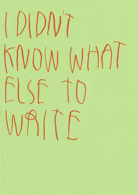 I Didn’t Know What Else To Write
