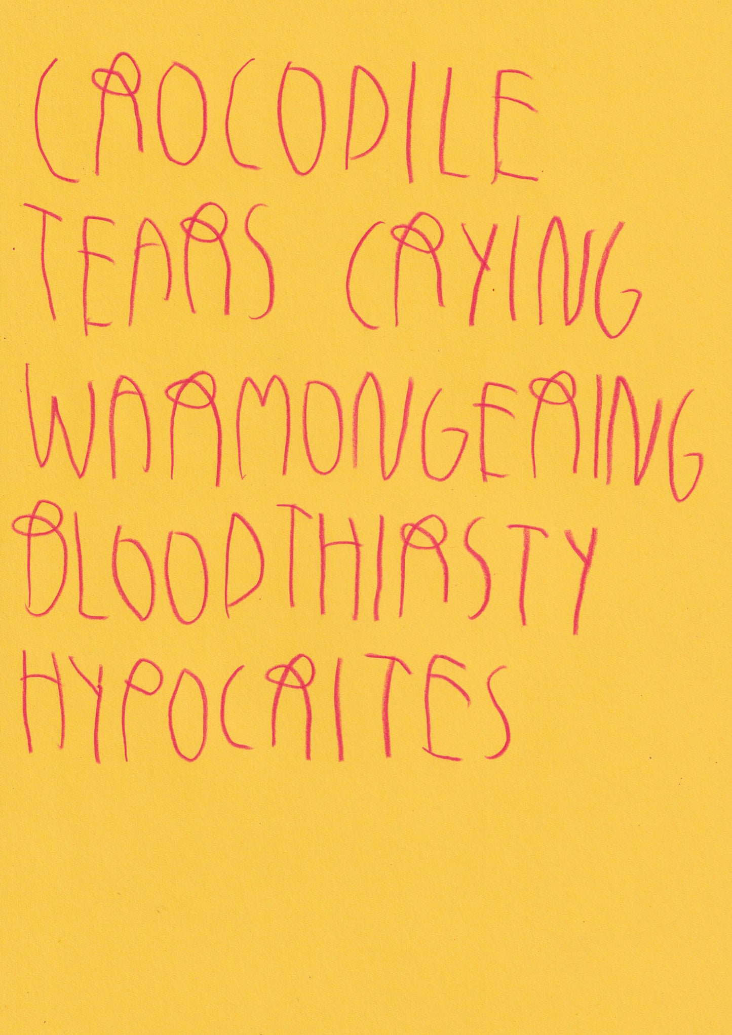 Crocodile Tears Crying Warmongering Bloodthirsty
