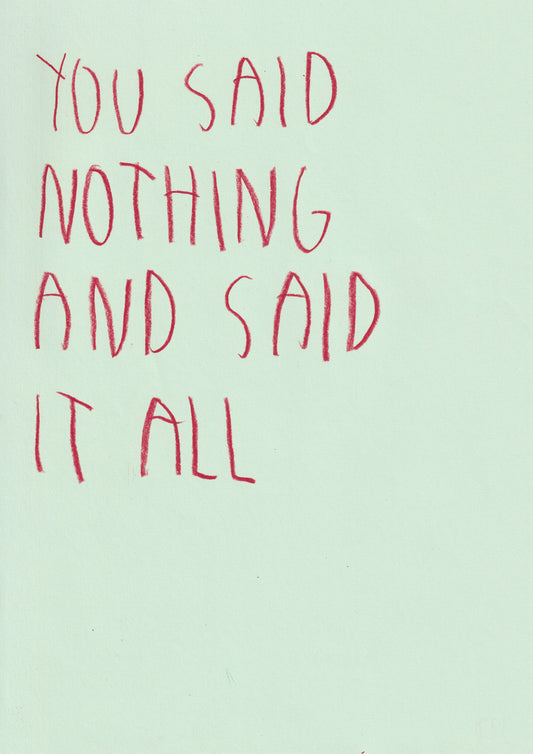 You Said Nothing And You Said It All