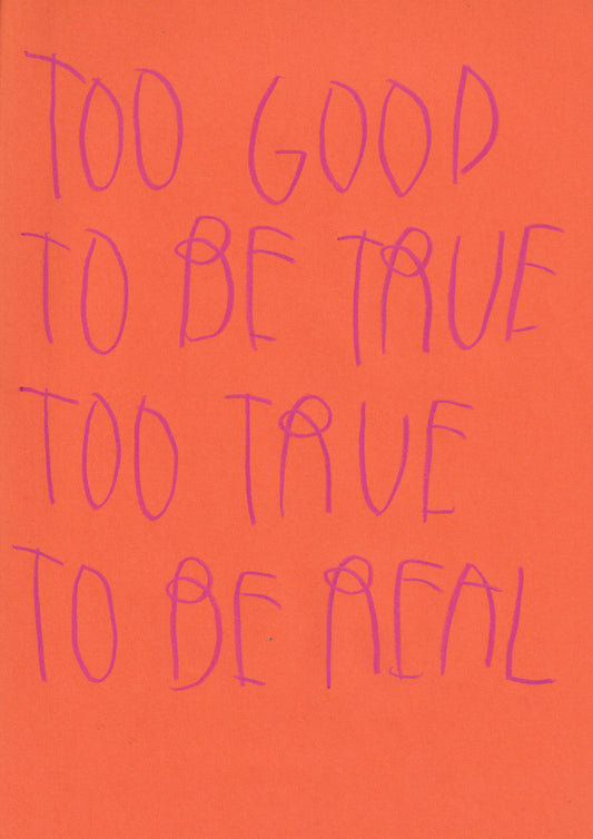 Too Good To Be True Too True To Be Real