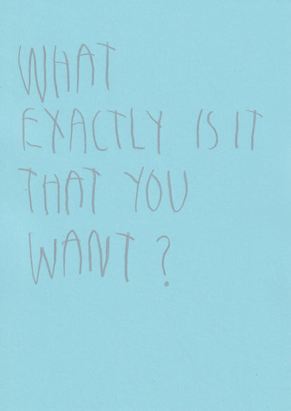What Exactly Is It That You Want?