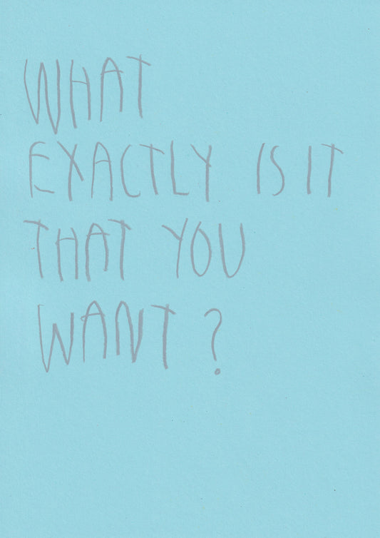 What Exactly Is It That You Want?