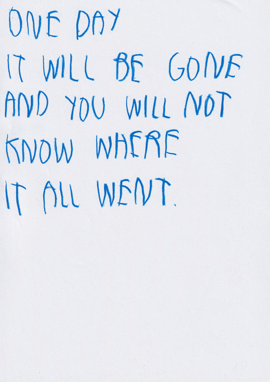 One Day It Will Be Gone, And You Will Not Know