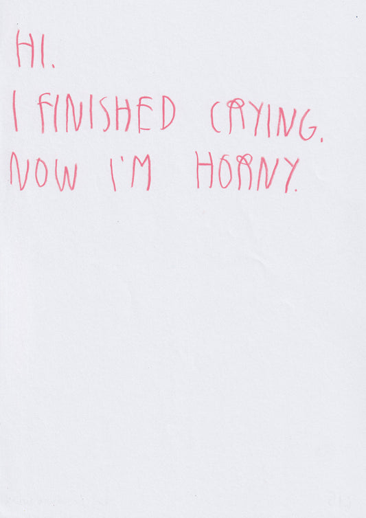 Hi, I Finished Crying Now I’m Horny