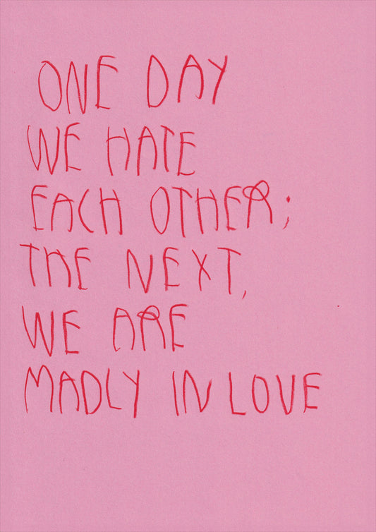 One Day We Hate Each Other. The Next Were Madly