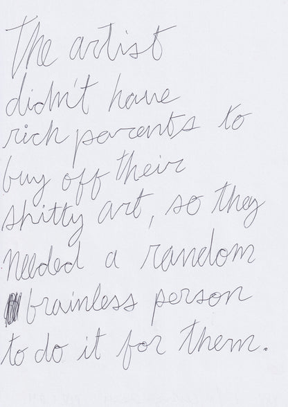 The Artist Didn’t Have Rich Parents To Buy Off
